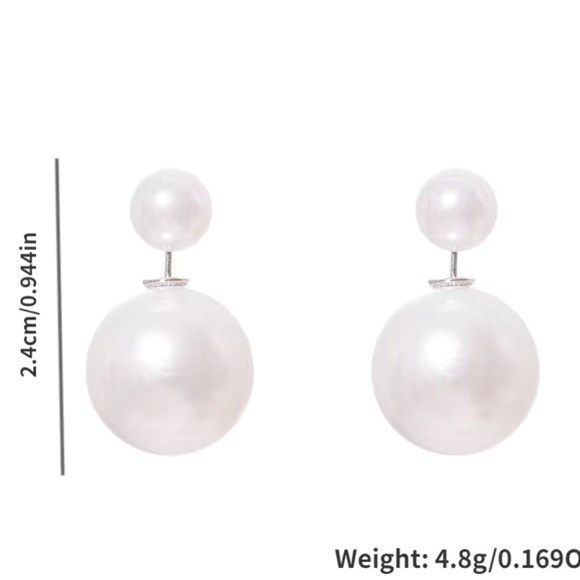 Double Pearl Stud Earrings - Picture 4 of 4